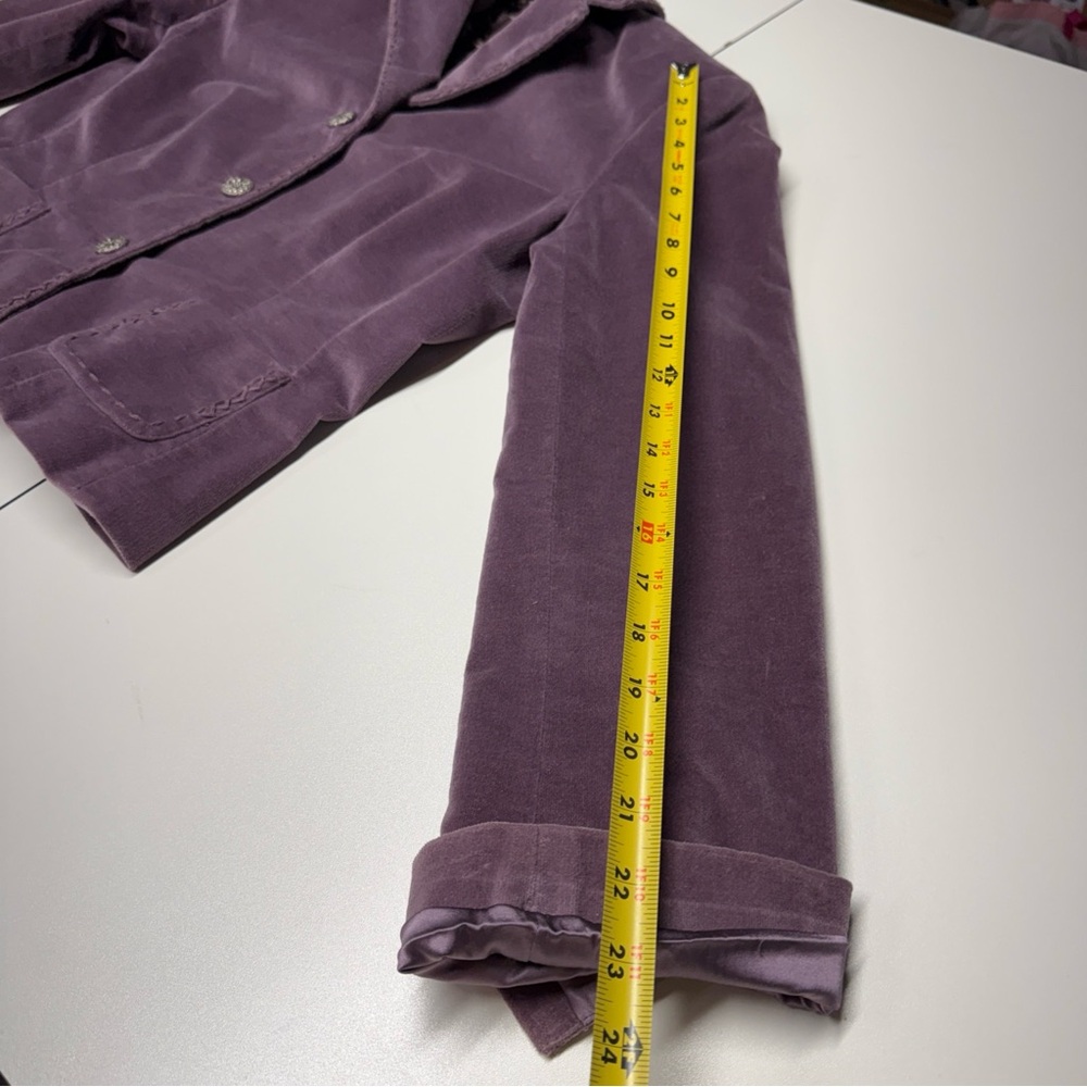 Elie Tahari Velvet Blazer Jacket Sz L Top Stitching Silk Lining Lilac Luxury - Picture 12 of 15
